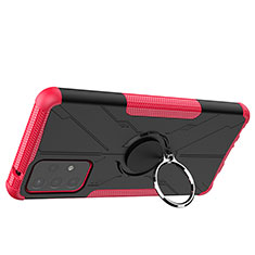 Funda Bumper Silicona y Plastico Mate Carcasa con Magnetico Anillo de dedo Soporte JX2 para Samsung Galaxy A72 4G Rosa Roja