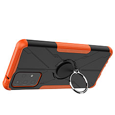 Funda Bumper Silicona y Plastico Mate Carcasa con Magnetico Anillo de dedo Soporte JX2 para Samsung Galaxy A72 5G Naranja