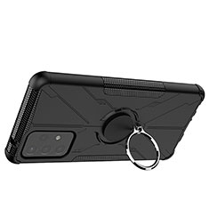 Funda Bumper Silicona y Plastico Mate Carcasa con Magnetico Anillo de dedo Soporte JX2 para Samsung Galaxy A72 5G Negro