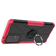 Funda Bumper Silicona y Plastico Mate Carcasa con Magnetico Anillo de dedo Soporte JX2 para Samsung Galaxy A72 5G Rosa Roja