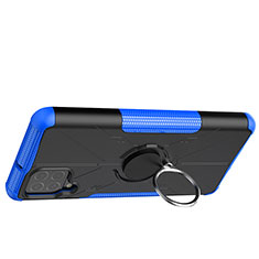 Funda Bumper Silicona y Plastico Mate Carcasa con Magnetico Anillo de dedo Soporte JX2 para Samsung Galaxy F62 5G Azul