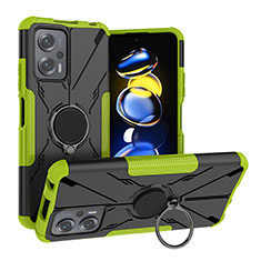 Funda Bumper Silicona y Plastico Mate Carcasa con Magnetico Anillo de dedo Soporte JX2 para Xiaomi Poco X4 GT 5G Verde