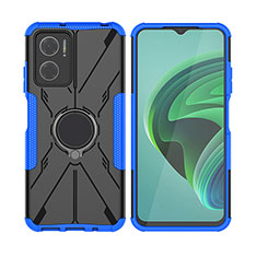 Funda Bumper Silicona y Plastico Mate Carcasa con Magnetico Anillo de dedo Soporte JX2 para Xiaomi Redmi 11 Prime 5G Azul