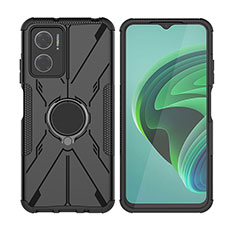 Funda Bumper Silicona y Plastico Mate Carcasa con Magnetico Anillo de dedo Soporte JX2 para Xiaomi Redmi 11 Prime 5G Negro