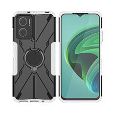 Funda Bumper Silicona y Plastico Mate Carcasa con Magnetico Anillo de dedo Soporte JX2 para Xiaomi Redmi Note 11E 5G Plata