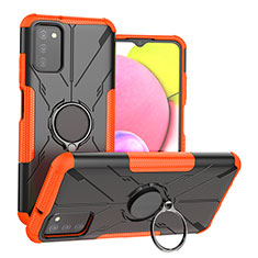 Funda Bumper Silicona y Plastico Mate Carcasa con Magnetico Anillo de dedo Soporte JX3 para Samsung Galaxy A03s Naranja