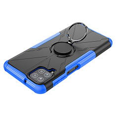 Funda Bumper Silicona y Plastico Mate Carcasa con Magnetico Anillo de dedo Soporte JX3 para Samsung Galaxy A12 5G Azul
