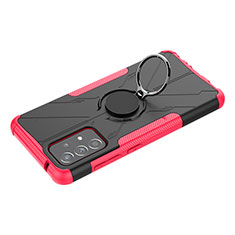 Funda Bumper Silicona y Plastico Mate Carcasa con Magnetico Anillo de dedo Soporte JX3 para Samsung Galaxy A52 4G Rosa Roja