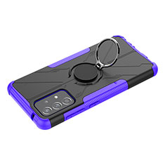 Funda Bumper Silicona y Plastico Mate Carcasa con Magnetico Anillo de dedo Soporte JX3 para Samsung Galaxy A52s 5G Morado