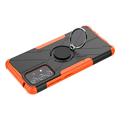 Funda Bumper Silicona y Plastico Mate Carcasa con Magnetico Anillo de dedo Soporte JX3 para Samsung Galaxy A52s 5G Naranja