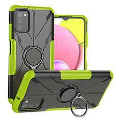 Funda Bumper Silicona y Plastico Mate Carcasa con Magnetico Anillo de dedo Soporte JX3 para Samsung Galaxy M02s Verde