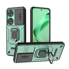 Funda Bumper Silicona y Plastico Mate Carcasa con Magnetico Anillo de dedo Soporte K2C para Huawei Nova 11 SE Verde