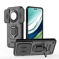 Funda Bumper Silicona y Plastico Mate Carcasa con Magnetico Anillo de dedo Soporte K3C para Huawei Mate 60 Pro+ Plus Negro