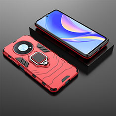 Funda Bumper Silicona y Plastico Mate Carcasa con Magnetico Anillo de dedo Soporte KC1 para Huawei Enjoy 50 Pro Rojo