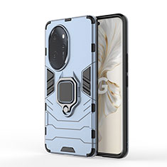 Funda Bumper Silicona y Plastico Mate Carcasa con Magnetico Anillo de dedo Soporte KC1 para Huawei Honor 100 Pro 5G Azul