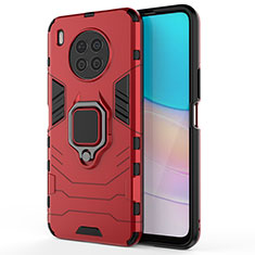 Funda Bumper Silicona y Plastico Mate Carcasa con Magnetico Anillo de dedo Soporte KC1 para Huawei Honor 50 Lite Rojo