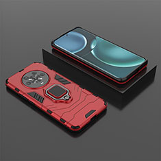 Funda Bumper Silicona y Plastico Mate Carcasa con Magnetico Anillo de dedo Soporte KC1 para Huawei Honor Magic4 5G Rojo