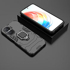 Funda Bumper Silicona y Plastico Mate Carcasa con Magnetico Anillo de dedo Soporte KC1 para Huawei Honor X40i 5G Negro