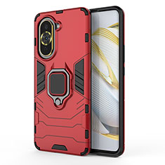 Funda Bumper Silicona y Plastico Mate Carcasa con Magnetico Anillo de dedo Soporte KC1 para Huawei Nova 10 Pro Rojo