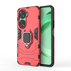 Funda Bumper Silicona y Plastico Mate Carcasa con Magnetico Anillo de dedo Soporte KC1 para Huawei Nova 11 SE Rojo