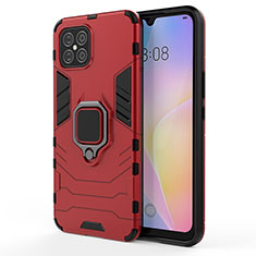 Funda Bumper Silicona y Plastico Mate Carcasa con Magnetico Anillo de dedo Soporte KC1 para Huawei Nova 8 SE 4G Rojo