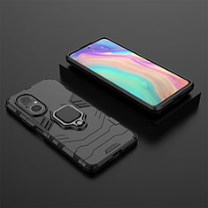 Funda Bumper Silicona y Plastico Mate Carcasa con Magnetico Anillo de dedo Soporte KC1 para Huawei Nova 9 SE Negro