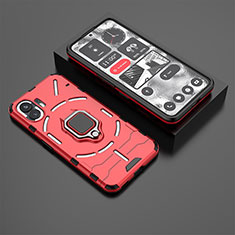 Funda Bumper Silicona y Plastico Mate Carcasa con Magnetico Anillo de dedo Soporte KC1 para Nothing Phone 2 Rojo