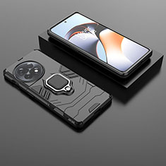 Funda Bumper Silicona y Plastico Mate Carcasa con Magnetico Anillo de dedo Soporte KC1 para OnePlus Ace 2 5G Negro