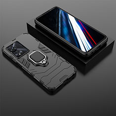 Funda Bumper Silicona y Plastico Mate Carcasa con Magnetico Anillo de dedo Soporte KC1 para Oppo A78 4G Negro