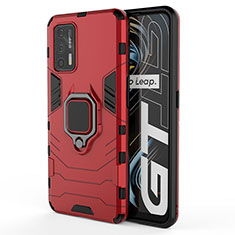 Funda Bumper Silicona y Plastico Mate Carcasa con Magnetico Anillo de dedo Soporte KC1 para Realme GT 5G Rojo