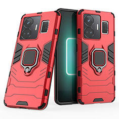 Funda Bumper Silicona y Plastico Mate Carcasa con Magnetico Anillo de dedo Soporte KC1 para Realme GT Neo5 5G Rojo