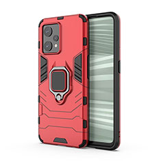 Funda Bumper Silicona y Plastico Mate Carcasa con Magnetico Anillo de dedo Soporte KC1 para Realme Narzo 50 Pro 5G Rojo