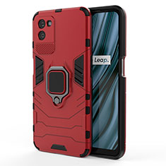 Funda Bumper Silicona y Plastico Mate Carcasa con Magnetico Anillo de dedo Soporte KC1 para Realme V11 5G Rojo