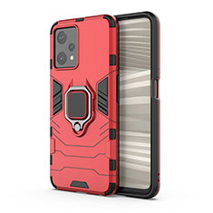 Funda Bumper Silicona y Plastico Mate Carcasa con Magnetico Anillo de dedo Soporte KC1 para Realme V25 5G Rojo