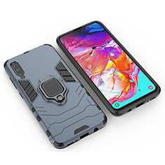 Funda Bumper Silicona y Plastico Mate Carcasa con Magnetico Anillo de dedo Soporte KC1 para Samsung Galaxy A70S Azul