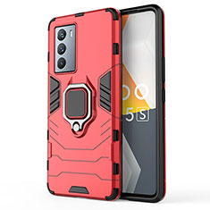 Funda Bumper Silicona y Plastico Mate Carcasa con Magnetico Anillo de dedo Soporte KC1 para Vivo iQOO 9 SE 5G Rojo