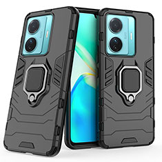 Funda Bumper Silicona y Plastico Mate Carcasa con Magnetico Anillo de dedo Soporte KC1 para Vivo iQOO Z6 Pro 5G Negro