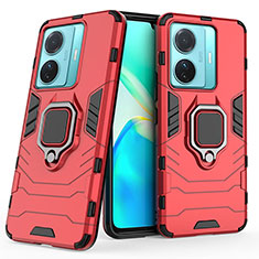 Funda Bumper Silicona y Plastico Mate Carcasa con Magnetico Anillo de dedo Soporte KC1 para Vivo iQOO Z6 Pro 5G Rojo