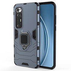 Funda Bumper Silicona y Plastico Mate Carcasa con Magnetico Anillo de dedo Soporte KC1 para Xiaomi Mi 10S 5G Azul