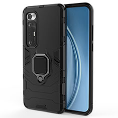 Funda Bumper Silicona y Plastico Mate Carcasa con Magnetico Anillo de dedo Soporte KC1 para Xiaomi Mi 10S 5G Negro