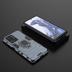 Funda Bumper Silicona y Plastico Mate Carcasa con Magnetico Anillo de dedo Soporte KC1 para Xiaomi Mi 11T Pro 5G Azul