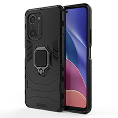 Funda Bumper Silicona y Plastico Mate Carcasa con Magnetico Anillo de dedo Soporte KC1 para Xiaomi Mi 11X Pro 5G Negro