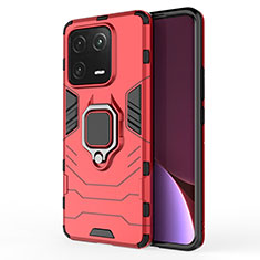 Funda Bumper Silicona y Plastico Mate Carcasa con Magnetico Anillo de dedo Soporte KC1 para Xiaomi Mi 13 Pro 5G Rojo