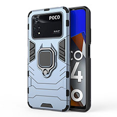 Funda Bumper Silicona y Plastico Mate Carcasa con Magnetico Anillo de dedo Soporte KC1 para Xiaomi Poco M4 Pro 4G Azul