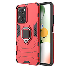 Funda Bumper Silicona y Plastico Mate Carcasa con Magnetico Anillo de dedo Soporte KC1 para Xiaomi Poco X5 Pro 5G Rojo