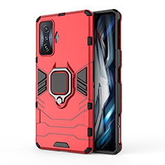 Funda Bumper Silicona y Plastico Mate Carcasa con Magnetico Anillo de dedo Soporte KC1 para Xiaomi Redmi K50 Gaming AMG F1 5G Rojo