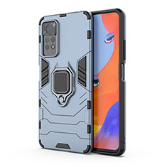 Funda Bumper Silicona y Plastico Mate Carcasa con Magnetico Anillo de dedo Soporte KC1 para Xiaomi Redmi Note 11 Pro 5G Azul