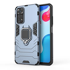 Funda Bumper Silicona y Plastico Mate Carcasa con Magnetico Anillo de dedo Soporte KC1 para Xiaomi Redmi Note 11S 4G Azul