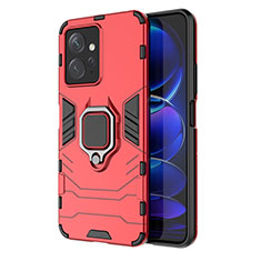 Funda Bumper Silicona y Plastico Mate Carcasa con Magnetico Anillo de dedo Soporte KC1 para Xiaomi Redmi Note 12 4G Rojo