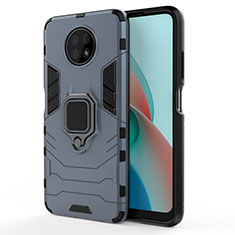 Funda Bumper Silicona y Plastico Mate Carcasa con Magnetico Anillo de dedo Soporte KC1 para Xiaomi Redmi Note 9 5G Azul